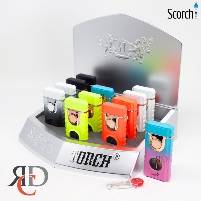 SCORCH TORCH DUAL FUNCTION TORCH & REG FLAME W/ SEE THRU BUTANE 12CT/ DISPLAY